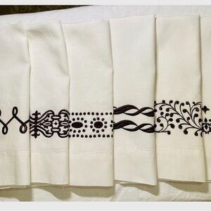 Embroidered Cream and Brown Tea Towels